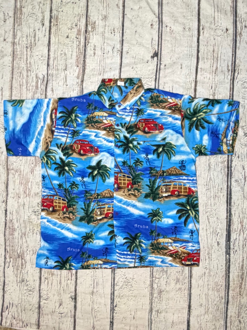 Hawaiian Tropic Floral Aruba Beach Summer Travel Shirt Men's